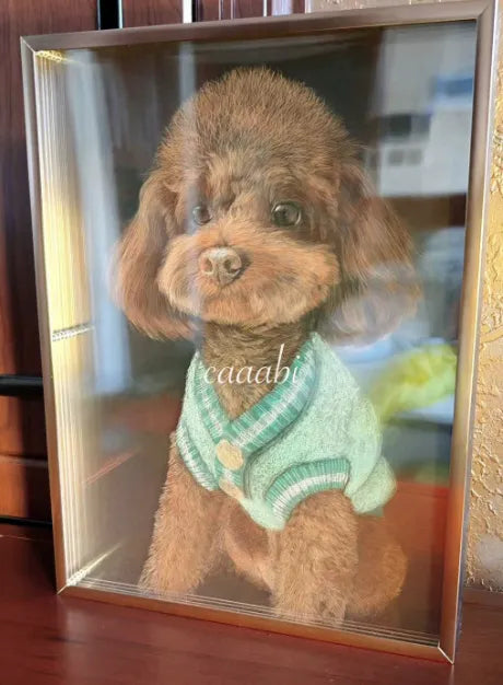pet portrait in bedroom decor above bed cozy interior design